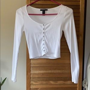 White long sleeve crop top